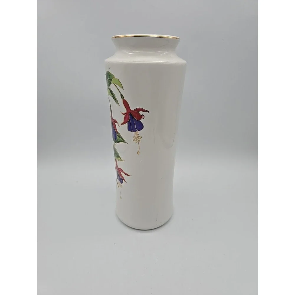 Vintage Japanese Flower Vase Fuchsias Trimmed in Gold Mount Clemens Pottery